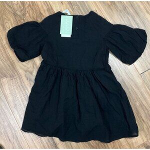 NWT H&M Toddler Ruffle Black  Balloon Sleeve Dress Size: 5T